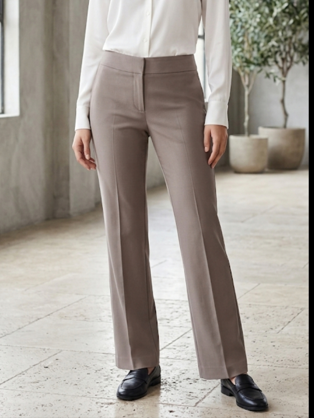 Express Editor Taupe Straight Leg Dress Pants Size 4R